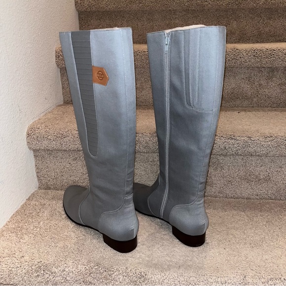 New B.E.D canvas boot gray color leather lining & sole side zipper women size 8 - Picture 3 of 8